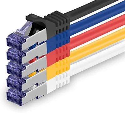 Image of 1aTTack.de Cat.7 Lan Ethernet cable 1,5m 5 Colors Set 03 Cat7 Network 10GBASE T 10000 Mbps SFTP PIMF patchcable RJ45 plug
