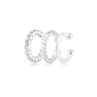 Image of Elli Earrings Ladies Earcuff Set Geo Minimal Look in 925 Sterling Silver