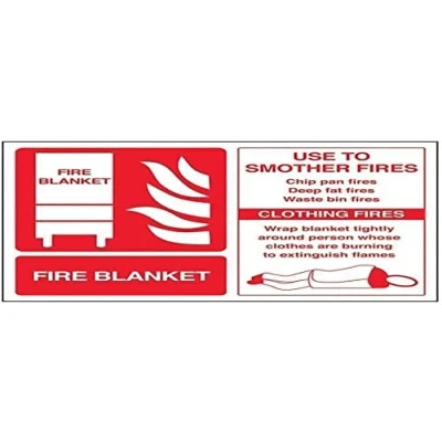Image of V Safety Fire Blanket Id Extinguisher Sign 200mm x 150mm Self Adhesive Vinyl