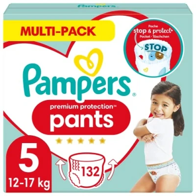 Image of Pampers Premium Protection Pants Size 5 132 Nappies One Month Box