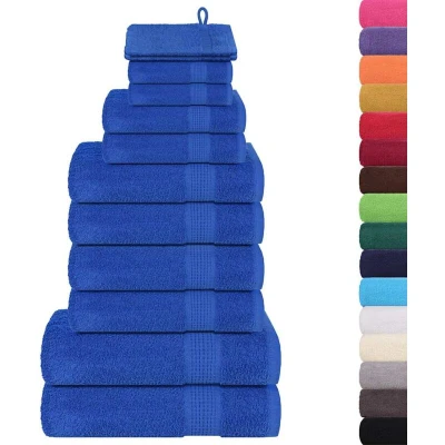Image of vidaXL 12 Piece Towel Set Blue 360 gsm 100% Cotton