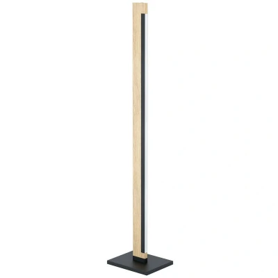 Image of Eglo Dimmable LED Floor lamp Camacho, Light Made of Steel, Wood and Plastic, Living Room lamp, Office in Black, Nature, White, with Touch dimmer