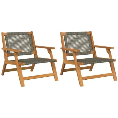 Image of vidaXL Garden Chairs Set of 2 Grey 76 x 67 73.5 cm Solid Acacia Wood
