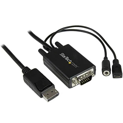 Image of StarTech.com 10 ft 3m DisplayPort to VGA Adapter Cable with Audio DP Converter 1920x1200 (DP2VGAAMM3M)