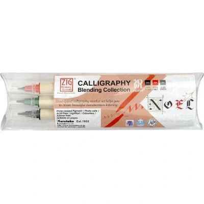 Image of Kuretake Zig Memory System Blending Calligraphy Collection 2mm &amp; 5mm, Set of 3, Dual Tip