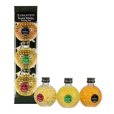 Image of OSA Fine Spirits Triple Scotch Whisky Tasting Set 40% Abv 3 x 5cl Gift Including Blended &amp; Malt Enjoy Neat or in Drinks Ideal Gifts