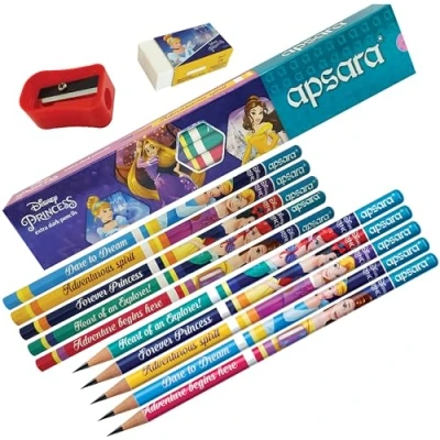 Image of Novelty Pencils, Pack of 10, Pencils Sharpener Eraser Multipack, Perfect for School Office Home Nursery Use, Gift Pack, iZOFAX Black Ball Pen