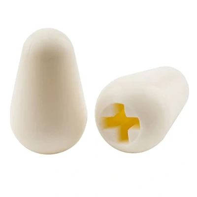 Image of Musiclily Pro Inch Size Guitar 5 Way Switch Tips Stratocaster Lever Knobs for USA Fender Strat/Tele/CRL, Aged White (Set of 2)