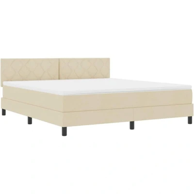 Image of Box Spring Bed with Mattress &amp; led Cream 180x200 cm Fabric Vidaxl