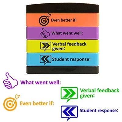 Image of Even better if:, What went well:, Verbal feedback given:, Student response: 4 Layer Teacher Stamper