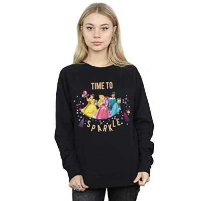 Image of Disney Women&#039;s Princess Time to Sparkle Sweatshirt Black Small