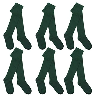 Image of 6 Pairs I.L.C.K Girls Back To School Plain Cotton Rich Tights Green 13 Years
