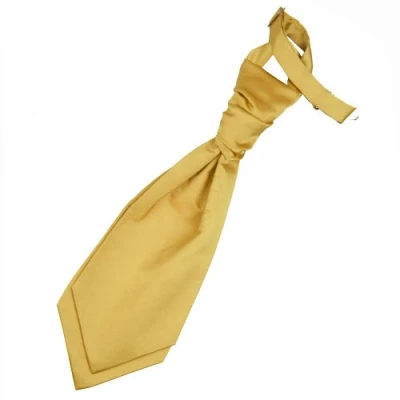 Image of DQT Plain Satin Wedding Pre Tied Scrunchie Cravat Tie for Boys Gold
