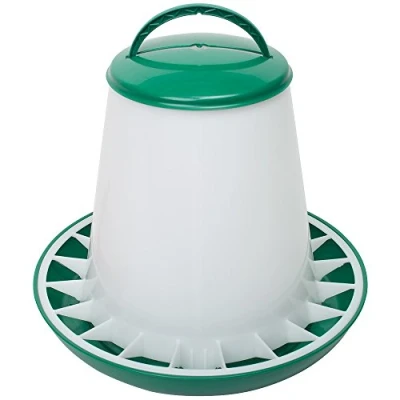 Image of Shorefields Eton Green &amp; White Plastic Poultry Feeder 6kg