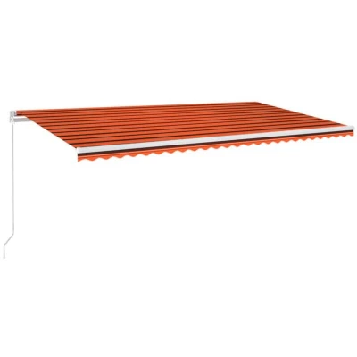 Image of vidaXL Manual Retractable Awning with LED 600x300 cm Orange and Brown