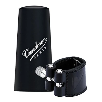 Image of Vandoren Leather Eb Clarinet Ligature with Plastic Cap