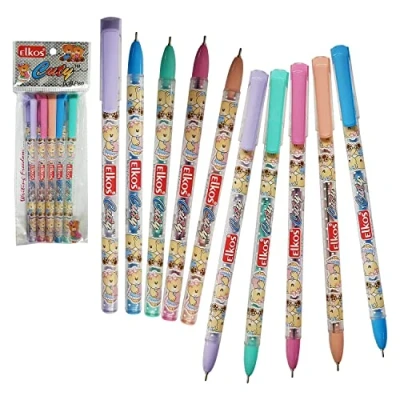 Image of ELKOS BLUE Ballpoint Pens, 0.7mm Fine Point, Pack of 20, Cuty Ball Smooth Writing, School Office Home Everyday ZOFAX Black Pen
