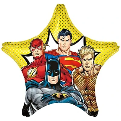 Image of Amscan Anagram 4072001 Justice League Kids Birthday Party Jumbo Star Foil Balloon 28&quot;