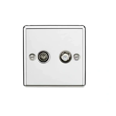 Image of KnightsBridge TV &amp; SAT Outlet (isolated) Rounded Edge Polished Chrome