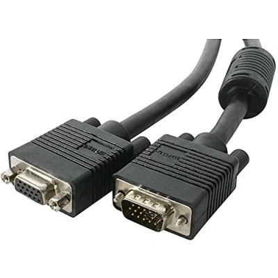 Image of StarTech.com 10 ft Coax High Resolution VGA Monitor Extension Cable HD15 M/F HD 15 (M) to (F) Molded Black (MXT101HQ10)