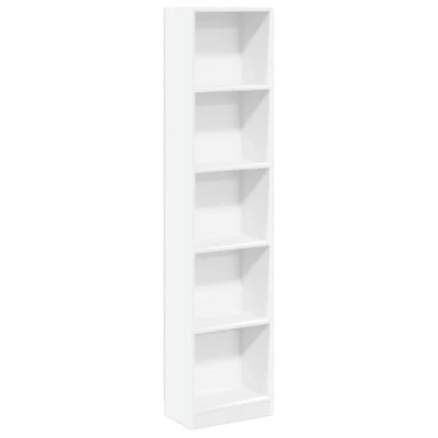 Image of vidaXL Bookcase Bookshelf Storage Cabinet White Engineered Wood, 40x24x176 cm Freestanding Book Rack for Living Room, Bedroom, Hallway, Office