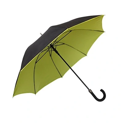 Image of Ambiance Sticker Automatic Black and Yellow Long Umbrella Double Canvas Smati, Black,