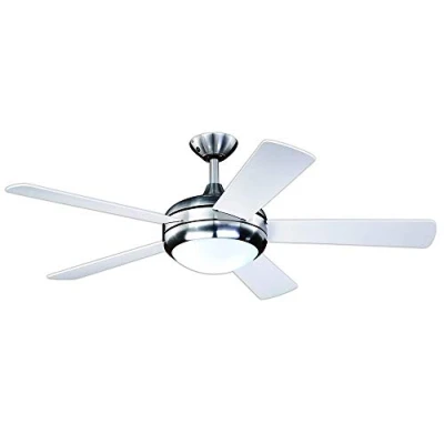 Image of AireRyder Ceiling Fan Ursa with Lighting and Remote Control, Housing colour Satin Nickel, Blade White/Pine, Diameter 132cm
