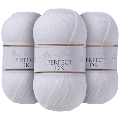 Image of Utopia Crafts DK Double Knitting Yarn 3X 100g (White)
