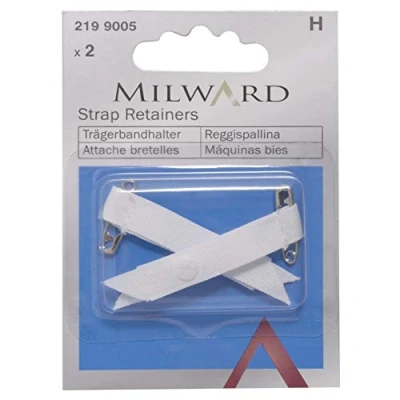 Image of Bra Strap Retainers with Safety Pin, White, 2 Pieces