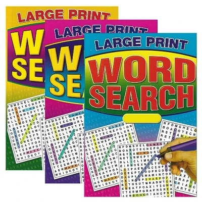 Image of WF Graham Pack of 3 Assorted A5 Large Print Word Search Books for Adults Travel Games Puzzle and Puzzles, Gifts Partially Sighted People