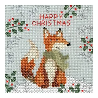 Image of Bothy Threads Cross Stitch Kit Christmas Card Xmas Fox