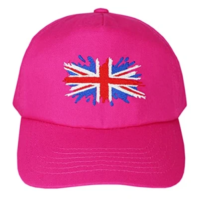 Image of TeddyTs Women&#039;s Great Britain Union Jack Flag Pink Adjustable Baseball Cap, M L