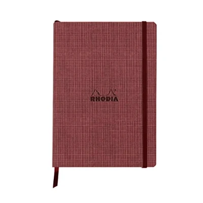 Image of RHODIA 120034C Soft Notebook A5 Lined 160 pages Clairefontaine Ivory Paper 90 g/m Faux Leather Cover Botanical Orange Collection
