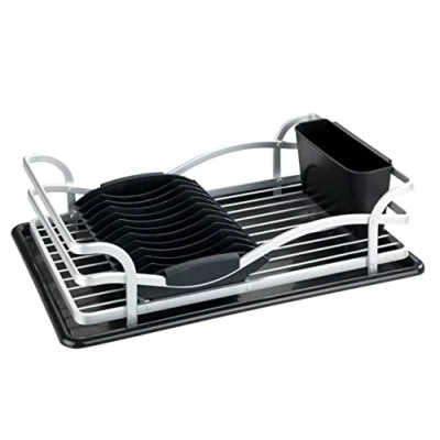 Image of WENKO Aluminium Dish Drainer, Silver, 13 x 31.5 46.5 cm