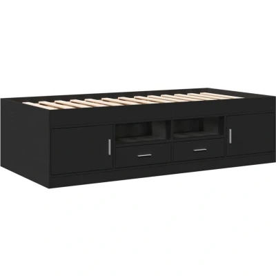 Image of vidaXL Daybed with Drawers without Mattress Black 100x200 cm