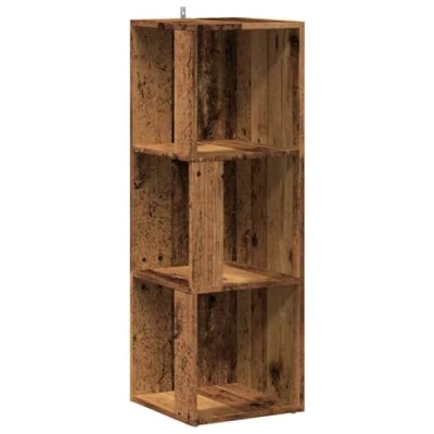Image of vidaXL Corner Cabinet Engineered Wood Old Brown 33x33x100 cm Space Saving Storage Unit for Living Room, Bedroom, Office
