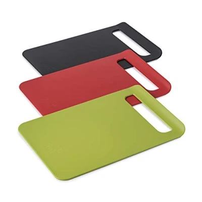 Image of Zeal LSET13 Kitchen Slimline Chopping Board, Set of 3, 34x23cm (Red/Black/Lime), 34x23cm/Lime 34x23cm/Black
