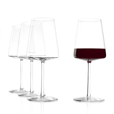Image of Stölzle Lausitz Red Wine Glasses 4 Set (Power). Dishwasher Safe, Lead Free Crystal (17.5Fl oz). Durable Genuine