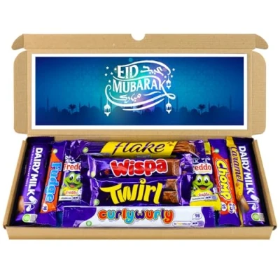 Image of Eid Mubarak Selection Box Chocolate Hamper Letter Gift 10 Fullsize Dairy Milk bars Ideal Gifts For Kids, Men, Women