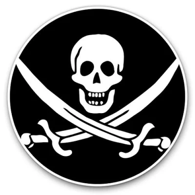 Image of Vinyl Stickers (Set of 2) 7.5cm Pirate Flag Jolly Roger Ship Skull #24025