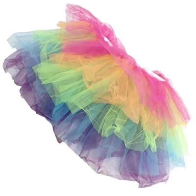 Image of Topkids Accessories Rainbow Tutu for Girls and Women, Costume, Kids Fancy Dress, Unicorn Costumes Kids, Fairy Costume Ballerina (Neon Layered Short)