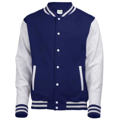 Image of AWDis Varsity Jacket JH043 (XL, Oxford Navy / Heather Grey)