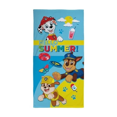 Image of Character World Official Paw Patrol Kids Towel Super Soft Feel, Summer Design Marshall, Chase, Rubble Perfect The Home, Bath, Beach &amp; Swimming Pool One Size 70cm x 140cm