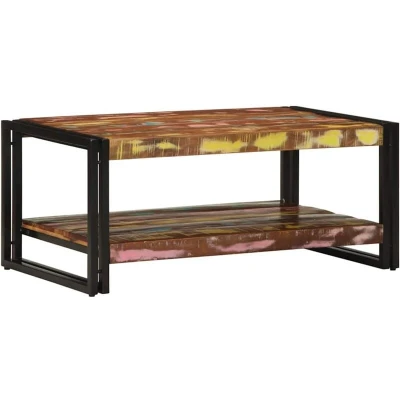 Image of vidaXL Coffee Table Multicolour 90x50x38 cm Solid Wood Reclaimed