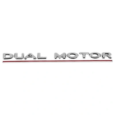 Image of Borimend 3D Dual Motor Decals Car Rear Trunk Emblem Sticker Badge for Model 3 2017 2020, Decorative