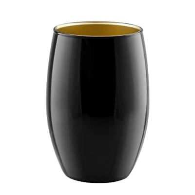 Image of TREND for HOME Black Vase Pampas Grass Wide Neck H: 19.8 cm Round Glass Bud Vases Flowers Tulips Candle Holder ⌀ 14 Amarilis Great Gatsby Black/Gold