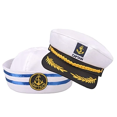 Image of Matory 2 Pieces Captain Sailor Costume Hat Kinds Hats Cap Navy Marine Admiral