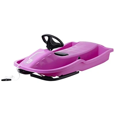Image of STIGA Snowpower Steering Sledge with Brakes, Sturdy and Quality for Children from 5 Years Old, Pull Rope Pink