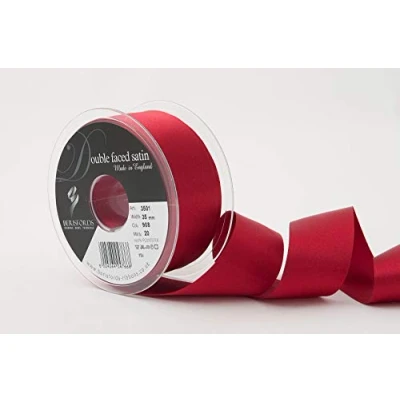 Image of Berisfords Double FACE Poly Satin Ribbon, Scarletberry, 35 mm