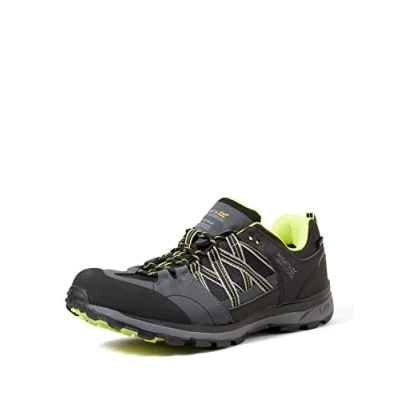 Image of Regatta Mens Samarid II Low Walking Shoes Black/Lime Punch 6.5 UK